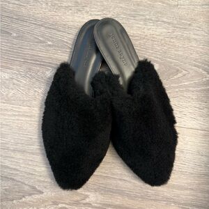 Jenni Kayne Black Shearling Mules size 40